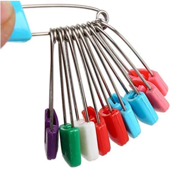 100 PCS Safety Pins for Clothes, Diaper Pins, 2.2in Diaper Pins for Cloth Diapers Heavy Duty, Stainless Steel Baby Safety Pins, Plastic Head Baby Pins with Safe Locking Closures, Multi-color