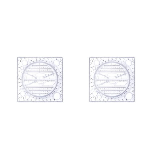 Naiovety Regla de dibujo giratoria multifunción, plantilla de construcción, dibujo circular, medición con reglas de escala, arquitecto Negro 2Conjunto