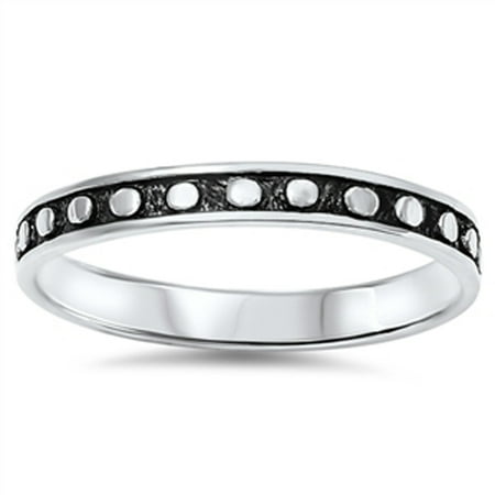 Sterling Silver Dots - Sterling Silver Women's Dotted Ball Ring (Sizes 3-10) (Ring Size 10)