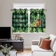 thumbnail image 4 of St. Patrick's Day Kitchen Curtains Window Panels, Shamrocks Green Boots Bools Farm Plaid Insulated Window Treatment Curtain, Grommet Curtains for Bedroom/Living Room/Bathroom, 2 Piece 52"Wx45"L, 4 of 8