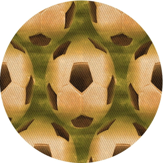 Ahgly Company Indoor Round Patterned Dark Bronze Brown Area Rugs, 8' Round