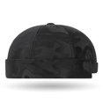 thumbnail image 5 of Hsqqdc Men Unisex Brimless Rolled Cuff Docker Cap Adjustable Melon Skin Hat Sailor Beanie, 5 of 7