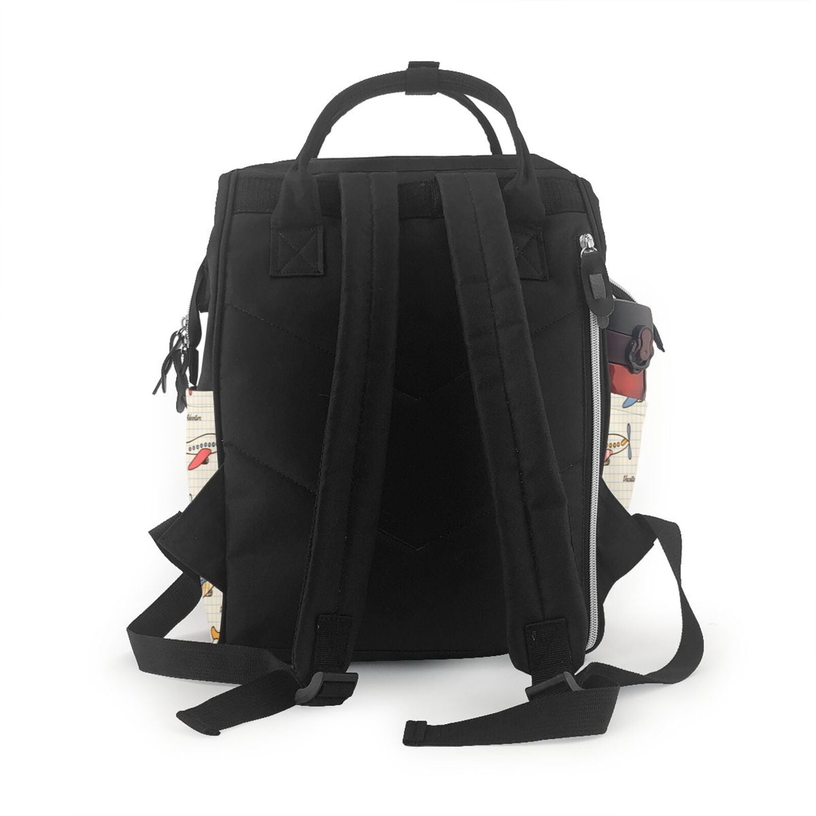 Fuzoiu Striped Vintage Planes Print Diaper Bag Backpack,Baby Essentials Travel Tote,Multi function Waterproof Diaper Bag, Travel Essentials Baby Bag - Unisex