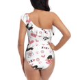 thumbnail image 5 of Sikiie Dachshund Dog Puppy Print Women One Piece Swimsuits Tummy Control One Shoulder Bathing Suits Ruffle Swimwear, From S to XXL-X-Large, 5 of 6