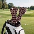 thumbnail image 5 of Yuyamidu Brown Buffalo Grid Golf Club Head Cover with Soft Lining Christmas Driver Fairway Wood Hybrid Headcover PU Leather Golf Club Cover for Men Women Gift for Golfers, 5 of 7