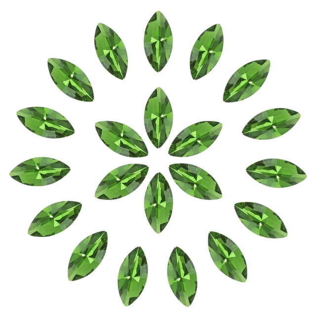 Uxcell 128 Pcs Horse Eye Shape Rhinestones, 7 x 15 mm Point Back Rhinestone Beads for Jewelry Making Crafts Costume Crystal Embellishments, Grass Green