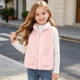 thumbnail image 5 of Girls Fleece Vest with Pockets Casual Full Zip Warm Turtleneck Kids Fall Winter Outwear Pink 5, 5 of 7