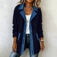 thumbnail image 3 of Women's Solid Long Sleeve Corduroy Jacket, Lapel Open Front Color Block Casual Outerwear Coat with Side Pockets Navy XXL(XXL), 3 of 10
