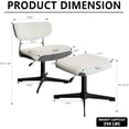 thumbnail image 5 of VANACC Swivel Armless Chair with Ottoman Set, Corduroy Contrast Color Upholstered Seat, Modern Armless Cross Legged Office Chair, White&Grey, 5 of 9