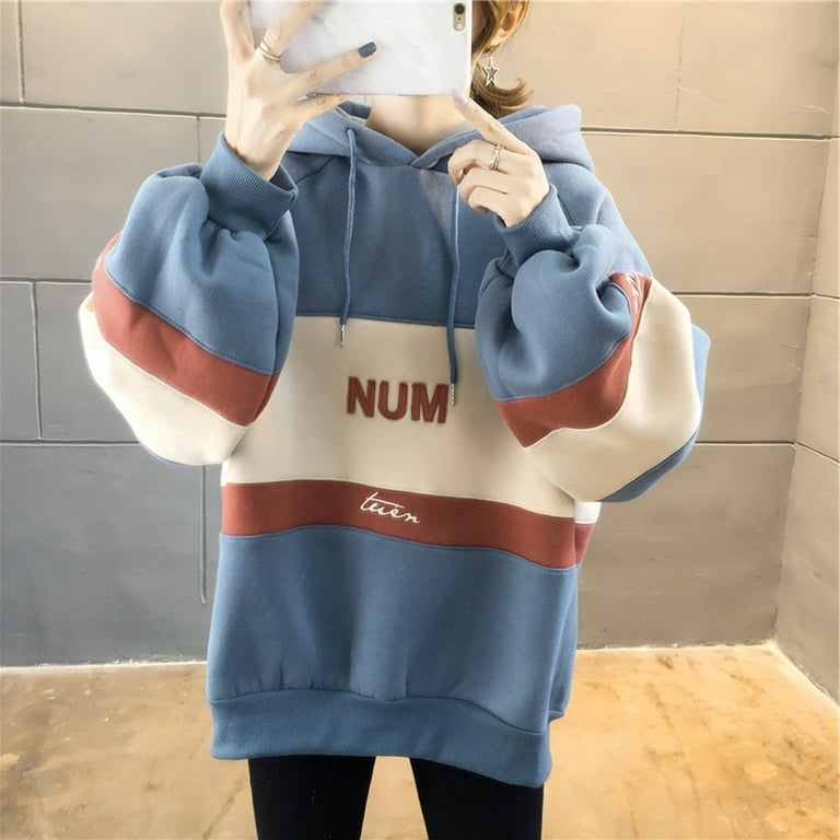 Women's Oversized Zip Up Hoodies Sweatshirts Y2K Clothes Cute Teen Girl  Fall Casual Drawstring Jackets with Pockets