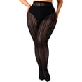 thumbnail image 1 of Medias de Encaje a Rayas Talla Grande Cintura Alta Pantimedias de Terciopelo Encaje Medias de Red Leggings, 1 of 4