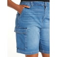 thumbnail image 4 of Madden NYC Women's Juniors Plus High-Rise Oversized Cargo Shorts, Sizes 1X-4X, 4 of 5