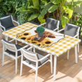 thumbnail image 2 of Yellow Yak Table Cloths for 3 Foot Rectangle Tables, Sunflowers Checkered Elegant Pastoral Buffalo Patio Waterproof Elastic Fitted Tablecloths, Washable Rectangular Table Cover for Camping, 2 of 8