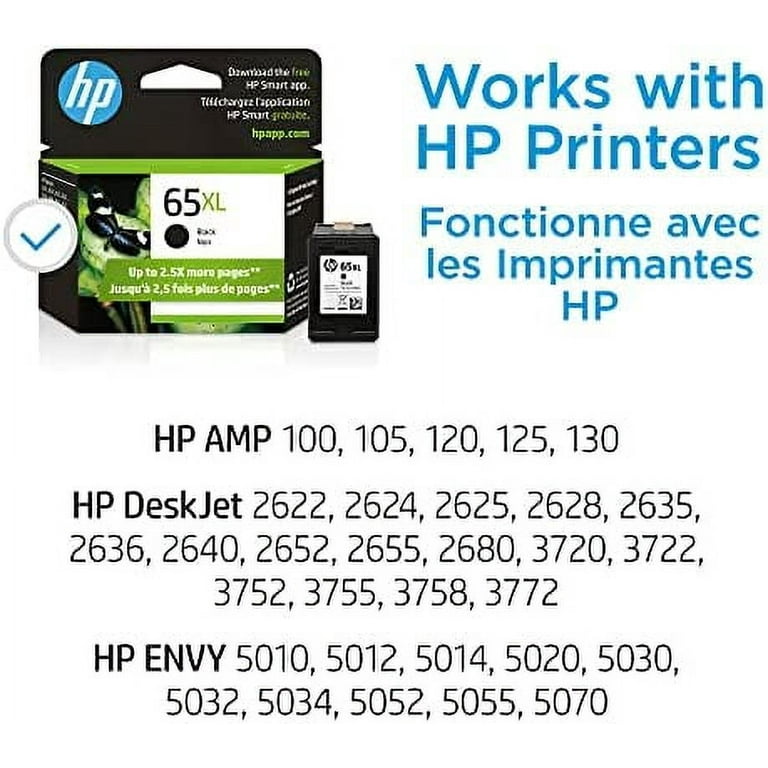 Original HP 65XL Black High-yield Ink Cartridge | Works with HP