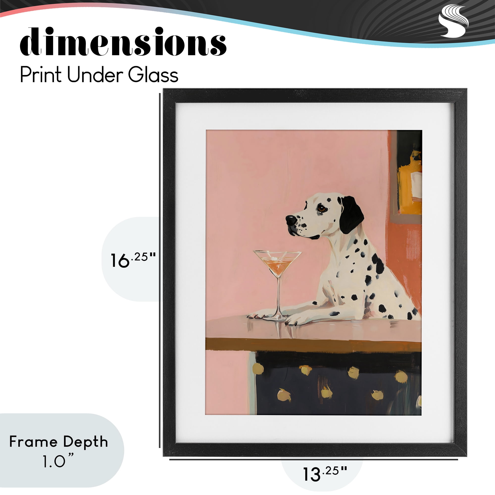 Stupell Industries Dalmatian at Cocktail Bar Black Framed Print Under Glass, design by The Prints Vibe
