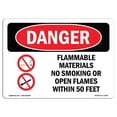 thumbnail image 1 of SignMission OS-DS-A-1218-L-1254 12 x 18 Po Signe de Danger OSHA - Matériaux Inflammables Ne Pas Fumer 50 Pieds, 1 of 1