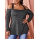 thumbnail image 1 of Camiseta Talla Extra Hombros Descubiertos Encaje Rosegal  Mangas largas de talla grande, 1 of 5