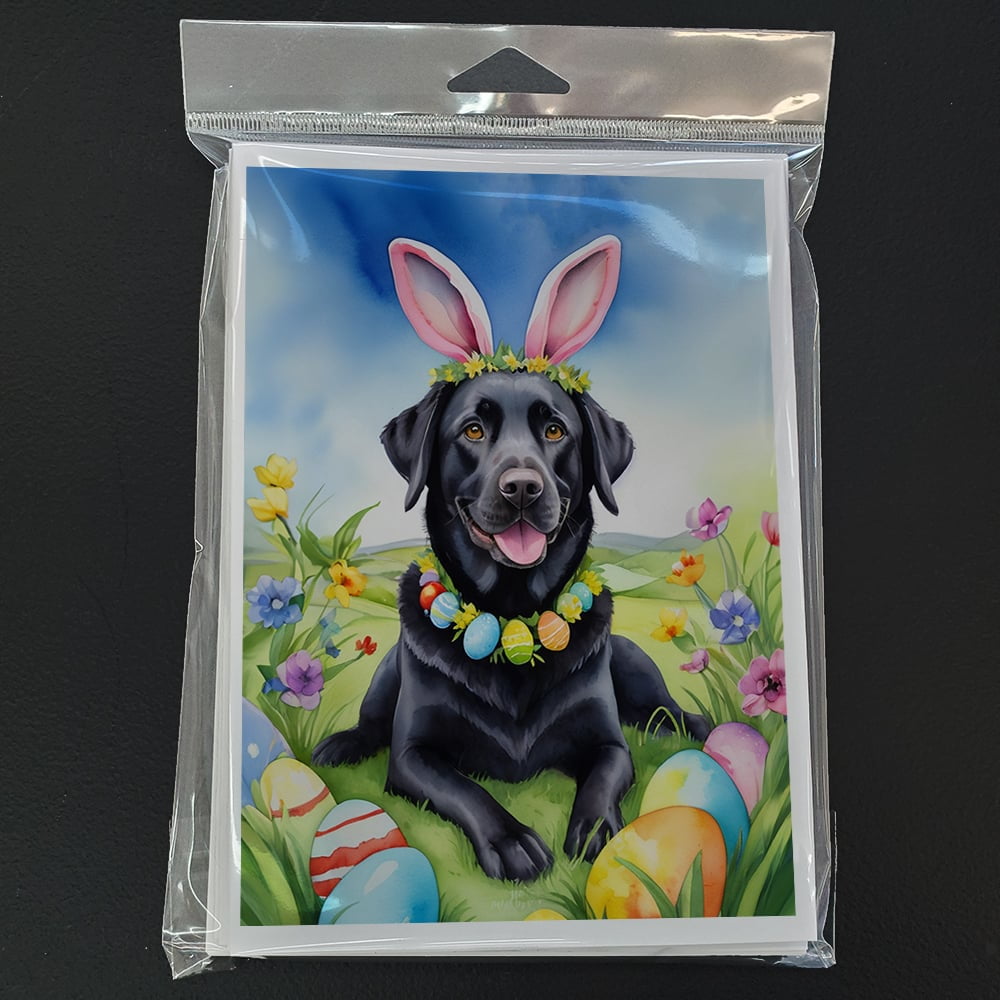 Black Labrador Retriever Easter Egg Hunt Greeting Cards Pack of 8 7 in x 5 in