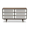 thumbnail image 4 of Baxton Studio Meike Mid-Century Modern Two-Tone Walnut Brown and White Finished Wood 6-Drawer Dresser, 4 of 7