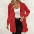 thumbnail image 2 of FRSASU Women's Long Sleeve Open Front Lightweight Solid Color Casual Business Dressy Cardigan for Fall Winter Red, 2 of 7