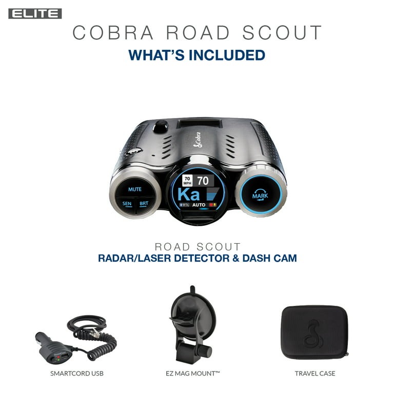  Cobra Road Scout Dash Cam and Radar Detector, Left