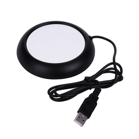 USB Cup Warmer Wood Grain Mug Heating Pad for Desk, Black