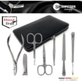 thumbnail image 5 of SHPITSER Professional 7pc TopInox Surgical Stainless Steel Tools Manicure Pedicure Set in Genuine Durable Leather Case Handmade in Solingen Germany for Nail and Cuticle and Nose Care, 5 of 9