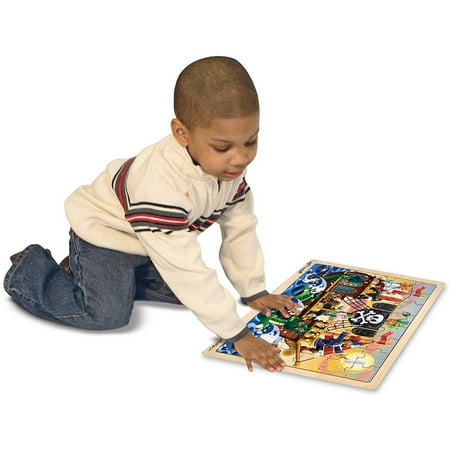 Enchanted Forest Jigsaw Puzzle - Melissa & Doug Wooden Jigsaw Puzzles Set, Rainforest Animals and Pirate Ship, 48pc