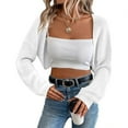 thumbnail image 3 of Yesfashion Wholesale Women's Cardigan Shrugs Long Sleeve Knit Cropped Bolero Shrug Open Front Casual Cardigans for Dresses, 3 of 3
