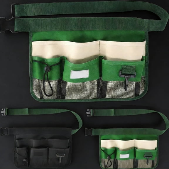 Gardening Tool Waist Bag Belt, Waterproof Garden Tool Apron with Pouch, Adjustable, Green
