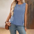 thumbnail image 4 of Tank Tops For Women Blue Womens Tops Fashion Sleeveless Plaid Neck Cropped Summer Womens Tank Tops, 4 of 5