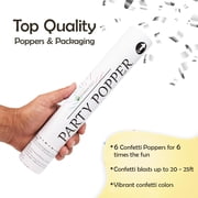 Clover Products Premium Large Premium Confetti Cannon - 6 Pack Silver Mylar Confetti Popper | Compressed Air Launches Confetti 20-25 feet | Party Poppers for any Celebration.