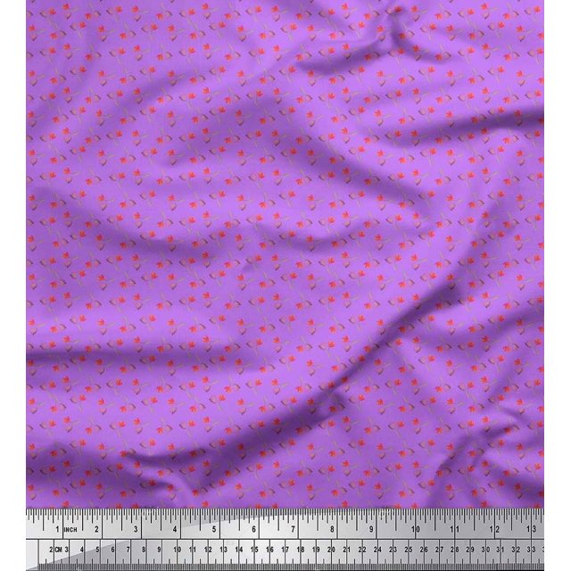 Soimoi Polyester Crepe Fabric Flower Artistic Decor Fabric Printed Yard 52 Inch Wide