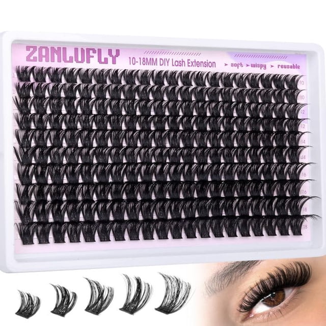 Pulseras de pestañas Zanlufly Wispy Volume, 200 unidades, rizadas en forma de D, 10 a 18 mm