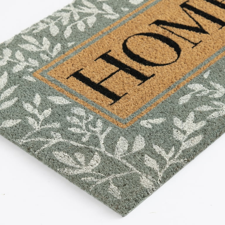 Home Decor Collection 18 x 30 Sage Green Floral Home Frame Coir Doormat