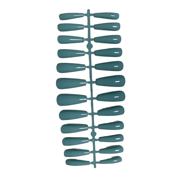 Qarigey 24 piezas de barniz de diseño de ataúd de uñas postizas puntas de uñas artificiales extralargas suministros de manicura estilo Arte de uñas verde