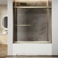 thumbnail image 4 of Sunny Shower Double Sliding Bathtub Door 60 in.W x 57 in.H Brushed Gold Finish Framed with 1/4 in. Clear Tempered Glass, 4 of 11