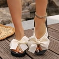 thumbnail image 6 of BADHUB Women's Flower Casual Flip Flops Boho Open Toe Slip On Bowknot Flat Dressy Sandals Beach Vacation Slippers Beige 40, 6 of 6