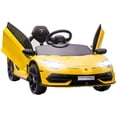 thumbnail image 3 of Aosom Lamborghini Aventador 12V Licensed Kids Ride on Car with Scissor Doors, Easy Transport, Remote, Suspension System, Horn, Music, Lights, Yellow, 3 of 10