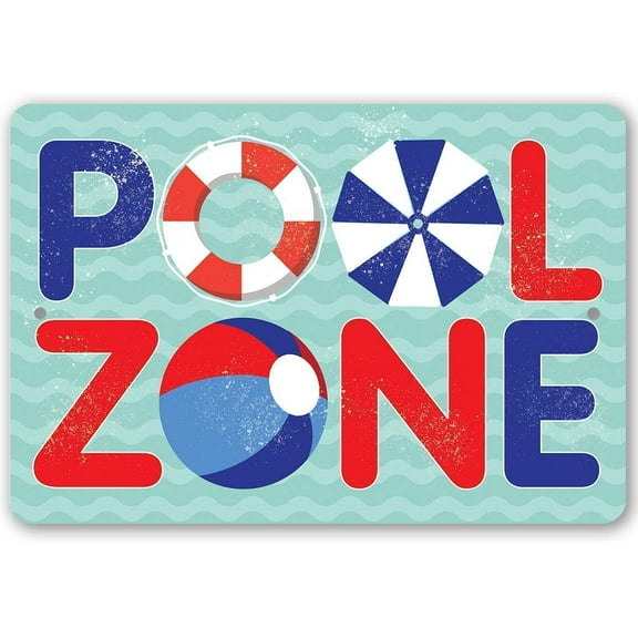 Metal Sign - The Pool Zone - Durable Metal Sign - Use Indoor/Outdoor - Makes Great Swimming Pool Side Decor Under $20 (8" x 12")