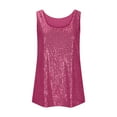 thumbnail image 3 of Yigetop Sequin Tank Tops for Women, Womens Summer Fashion Sequin Tops Neck Sequin Sleeveless Tanks Tops Blouses Sparkly Tops for Women Hot Pink 2XL, 3 of 5
