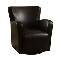 GDF Studio Oria Contemporary Bonded Leather Swivel Club Chair, Brown