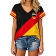 thumbnail image 3 of 2026 Soccer Cup Jersey Unisex, V-Neck Short Sleeve Germany Flag Shield Graphic Top - Breathable Fan Shirt for Men and Women Match Day & Casual Wear Vermilion S, 3 of 5