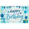 thumbnail image 6 of Blue Themed Happy Birthday Banner with Balloons Stars and Party Hats Background Decoration for Birthday Party Photography Props Party Supplies Decorations, 6 of 8