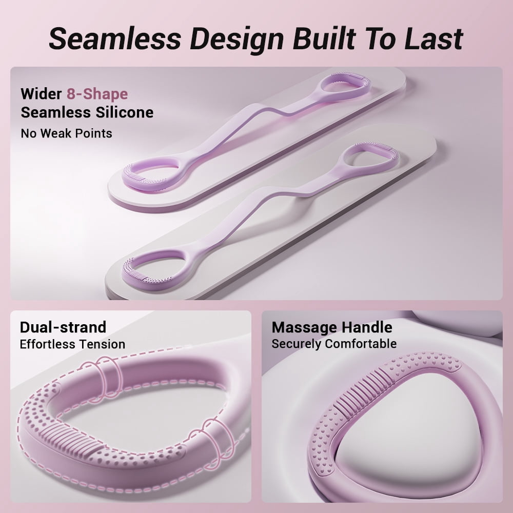 CURSOR FITNESS Seamless 8-Shape Silicone Resistance Bands with Dual-Strand & Massage Handles – Full Body Workout for Home