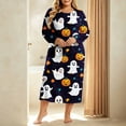thumbnail image 5 of Nowekniz Women's Halloween Printed Casual Plus Size Long Sleeved Loose Nightgown, 5 of 7