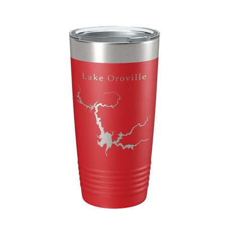 

Lake Oroville Map Tumbler Travel Mug Insulated Laser Engraved Coffee Cup California 20 oz Red