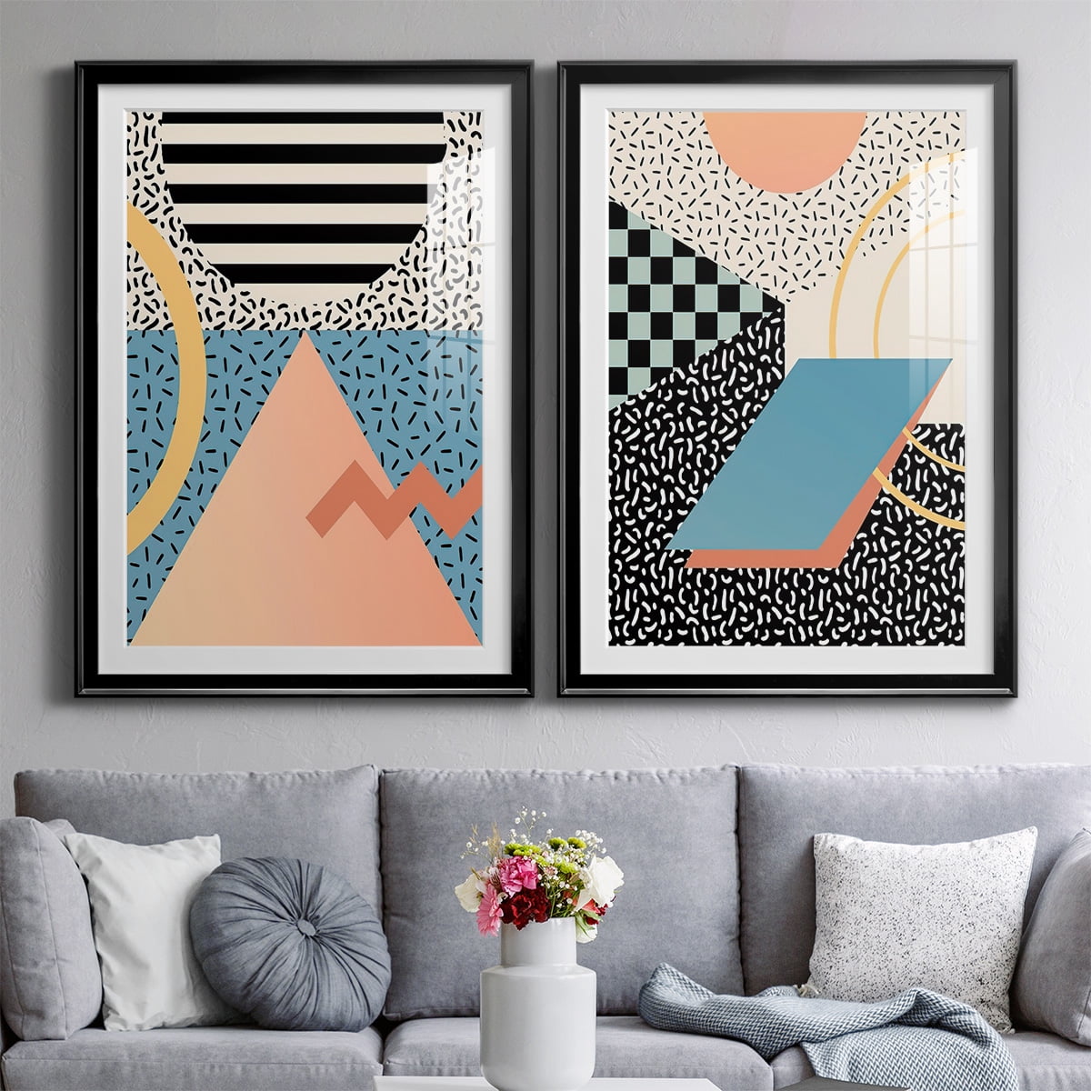 Wexford Home Modern Memphis I Premium Framed Print, 30.5" x 42.5" - Ready to Hang, Black (Set of 2)