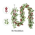 thumbnail image 3 of 6.5ft Christmas Red Berry Garland Silk Flower Rattan Vine with 36 Berries & 36 Leaves for Holiday Decor, Fireplace, Staircase, Table, Door, 3 of 9