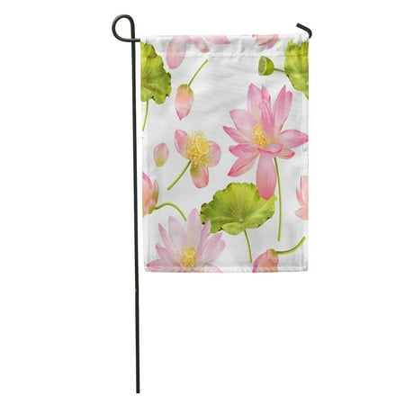 SIDONKU Botanical Pink Lotus Flowers for Natural Cosmetics Health Care and Ayurveda Products Yoga Center Best Garden Flag Decorative Flag House Banner 28x40